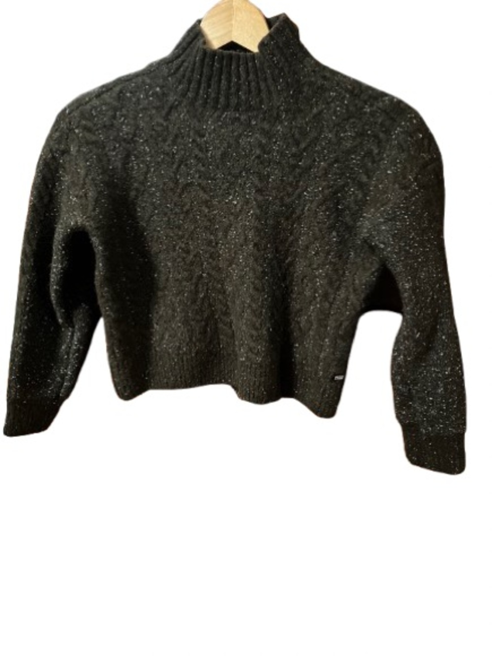Scotch & Soda Winter Edition Cropped Brown Sparkle Wool Blend Sweater Size Small